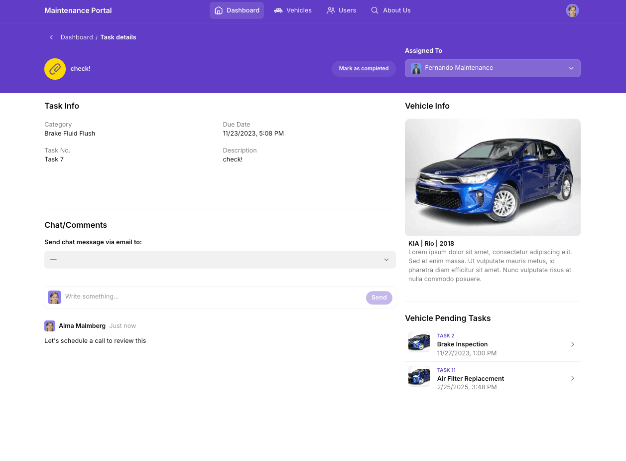 Maintenance Portal screenshot