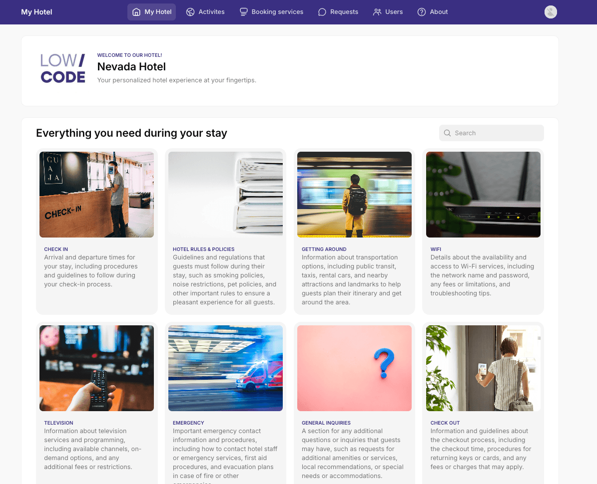 Screenshot of My Hotel Glide template