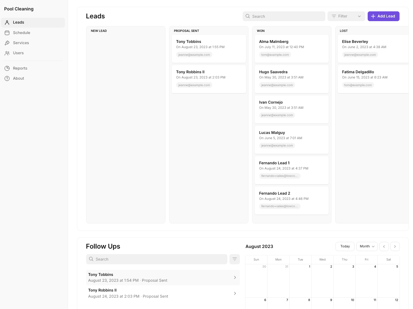 Screenshot of Pool Cleaning - Service Business Glide template