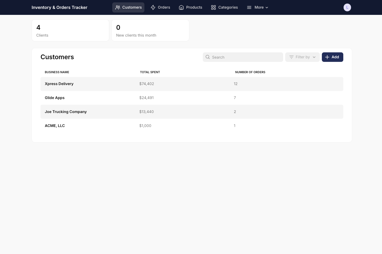 Inventory & Orders Tracker - Glide Template | LOW / CODE Agency